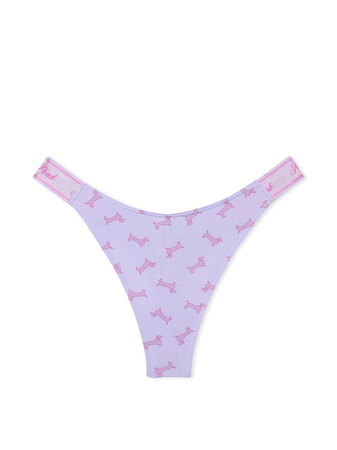 vs Pink Logo Cotton High-Leg Thong Panty Purple Cloud Dotted Dog Print 3 of 3 