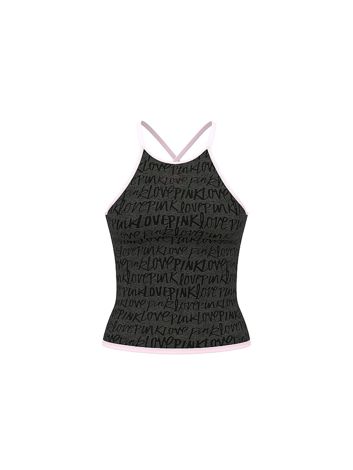 vs Pink All-Day Cotton High-Neck Bra Tank Allover Lovepink Print 3 of 4 