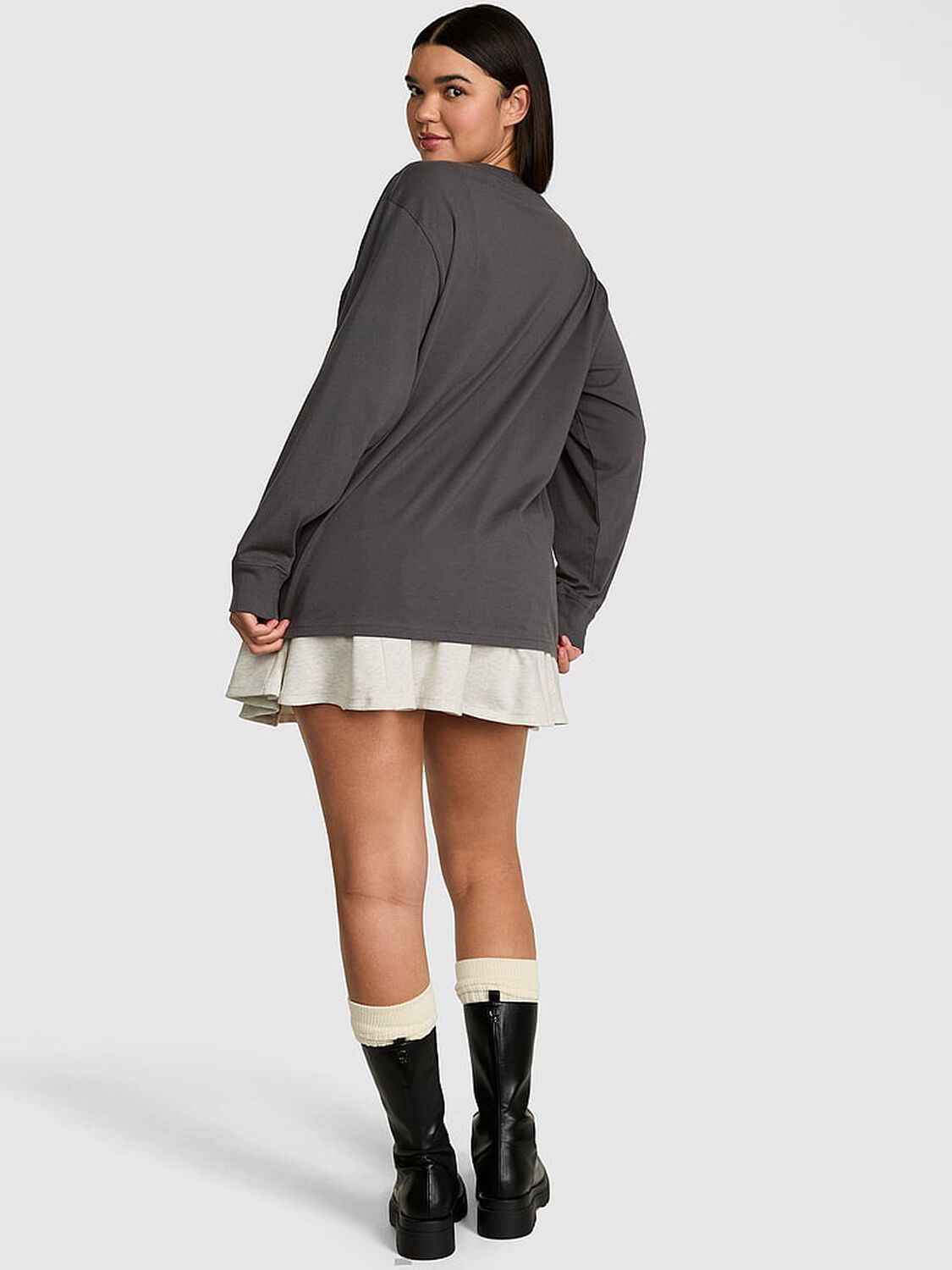 vs Pink Campus Cotton&trade; Long-Sleeve Tee Coal Shine 2 of 3 