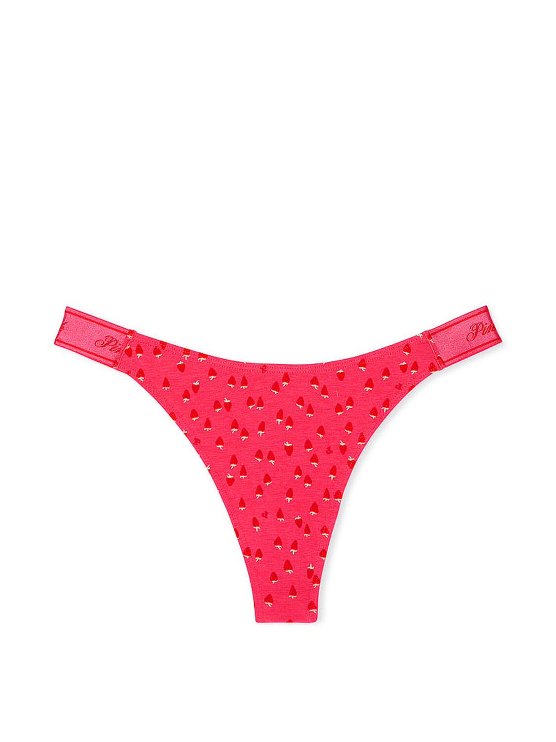 vs Pink Logo Cotton Shine High-Leg Thong Panty Double Bubble Strawberry Print 3 of 3 