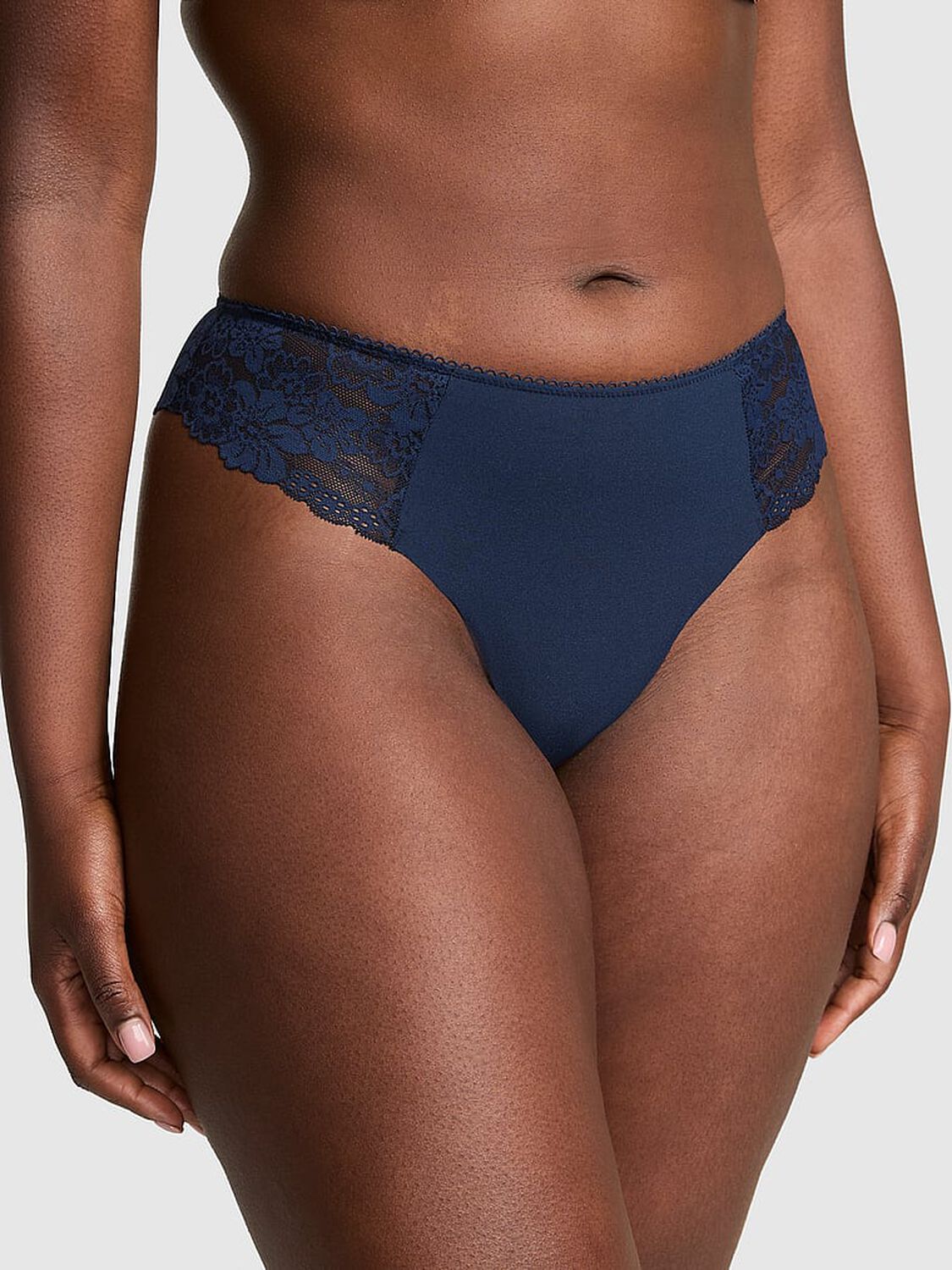 vs Pink No-Show Thong Panty Noir Navy 1 of 3 