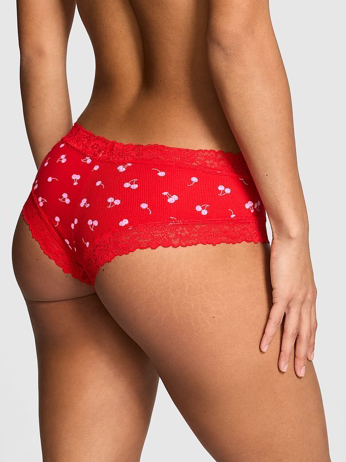 vs Pink Wink Lace-Trim Cheeky Panty Print 2 of 2 