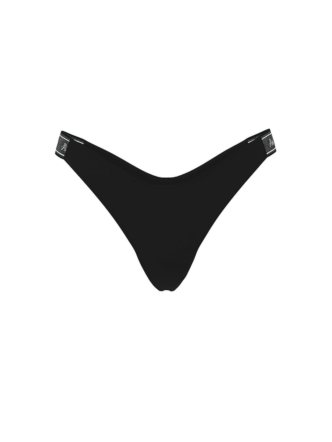 vs Pink Logo Cotton Shine High-Leg Thong Panty Pure Black 3 of 3 