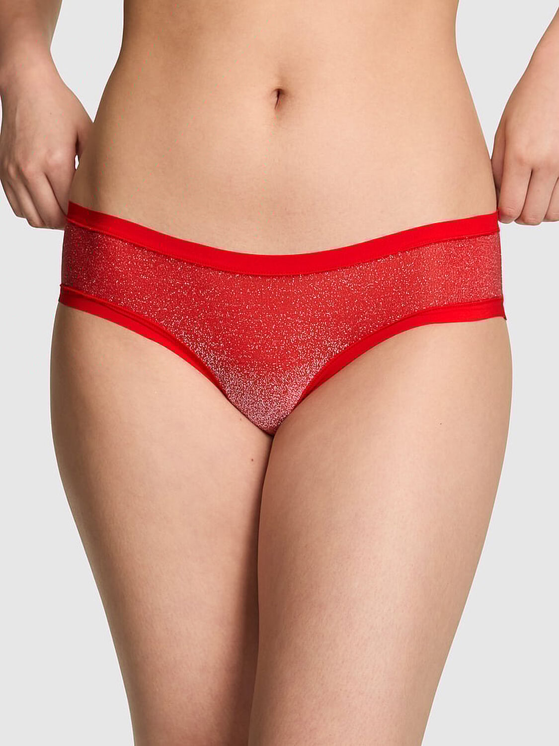 vs Pink No-Show Hiphugger Panty Bright Vermillion 1 of 2 