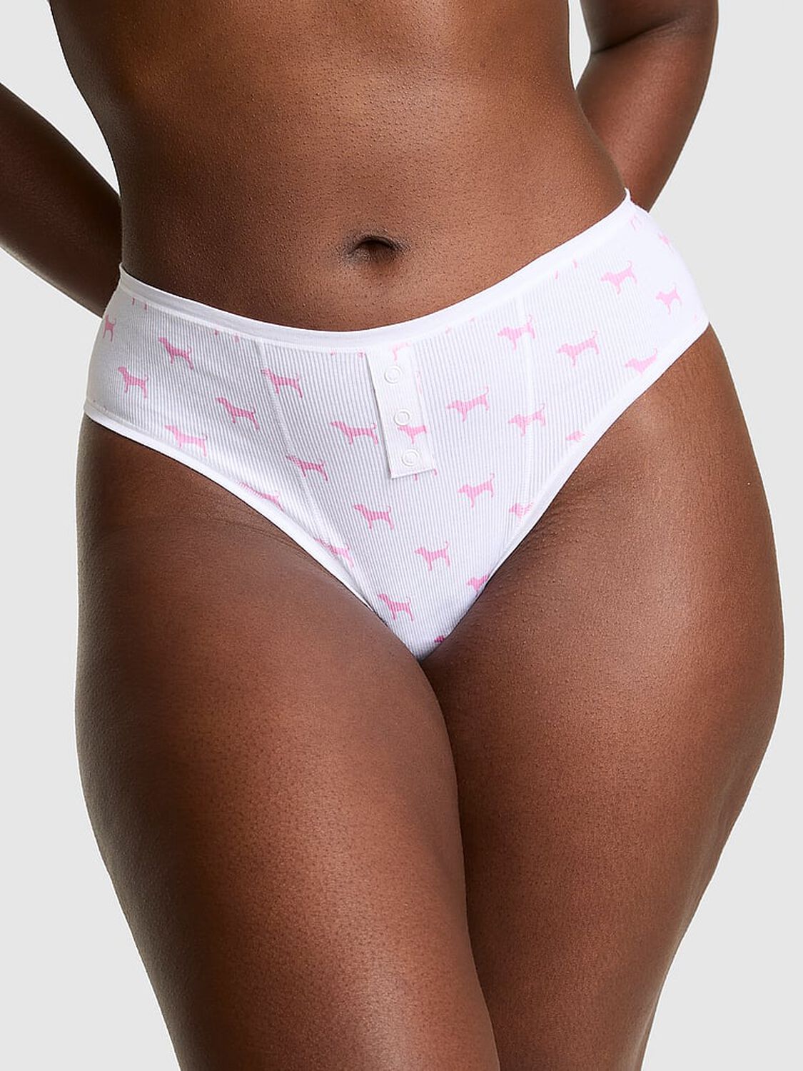 vs Pink Cotton Cheeky Panty White Ground Dog Print 1 of 3 