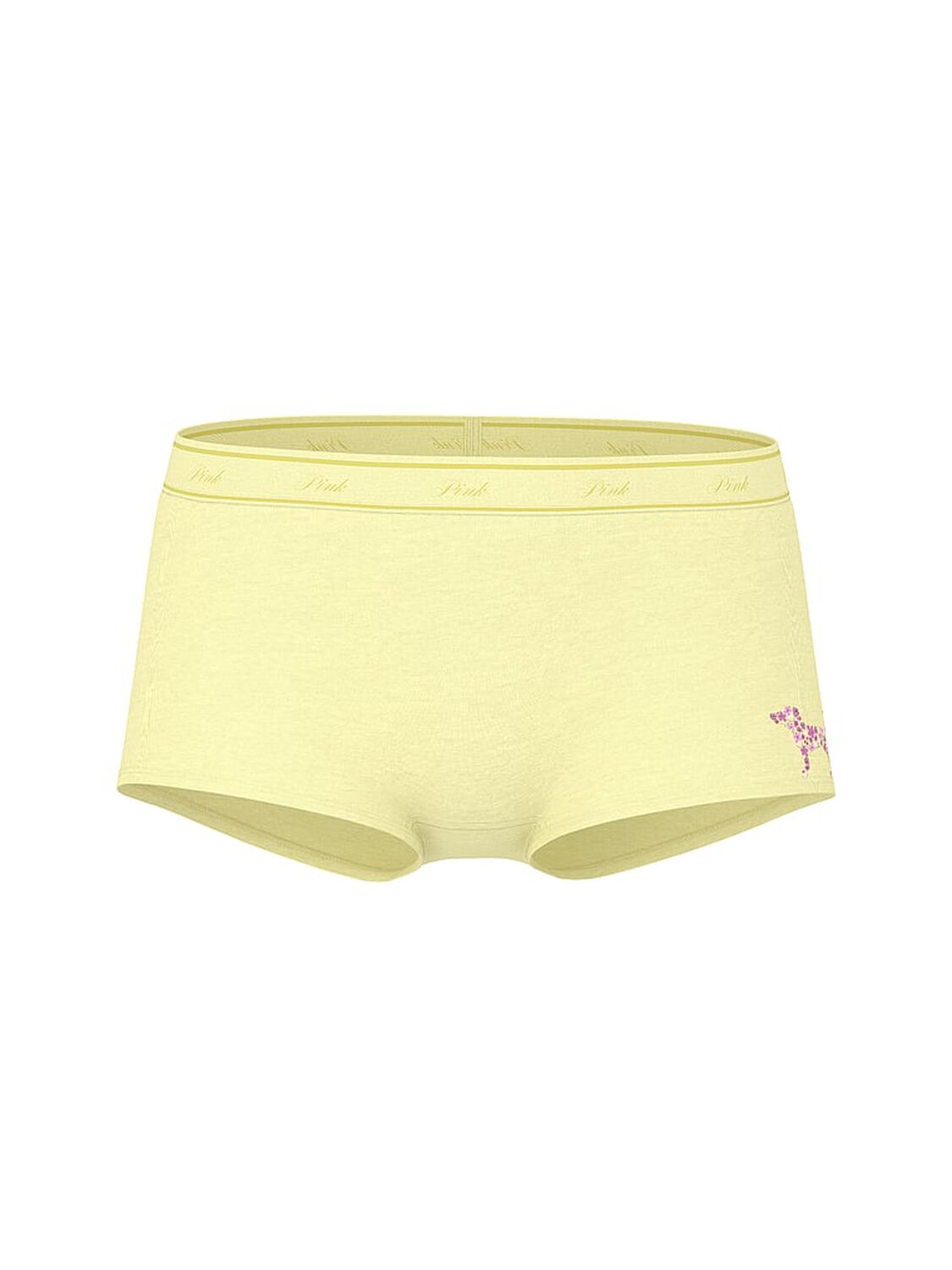 vs Pink Logo Cotton Boyshort Panty Palest Yellow With Dog 3 of 3 