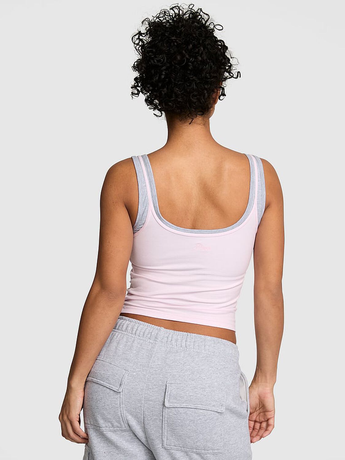 vs Pink All-Day Cotton&trade; Double Up Tank Pink Tulip With Medium Heather Grey 2 of 4 