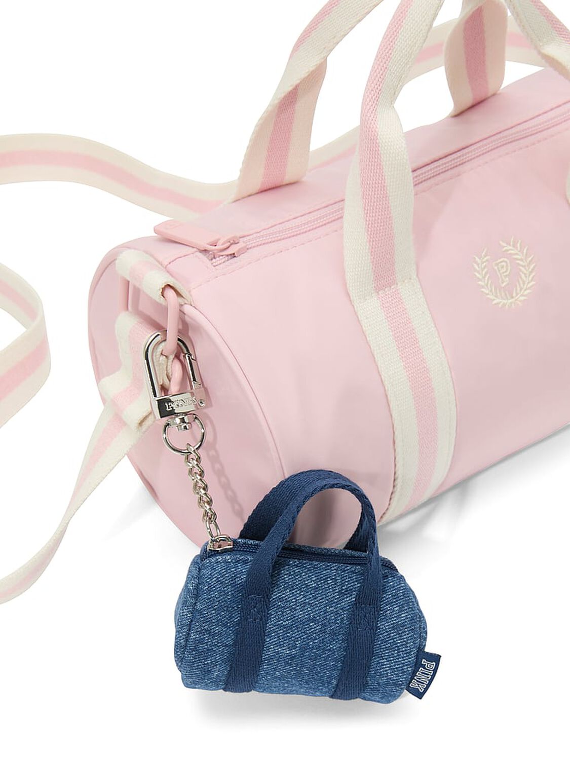 vs Pink Mini Duffle Keychain Charm Denim 1 of 2 