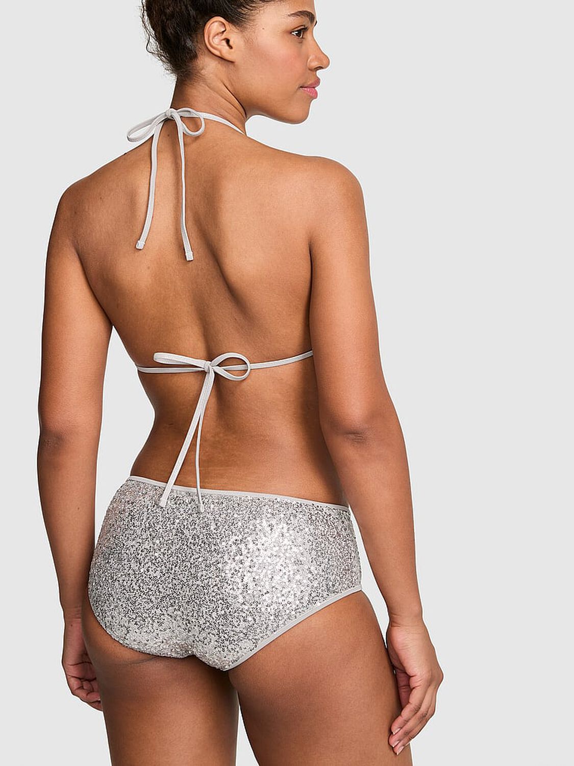 pink Pink Low-Rise Boyshort Bikini Bottom Silver 2 of 3 