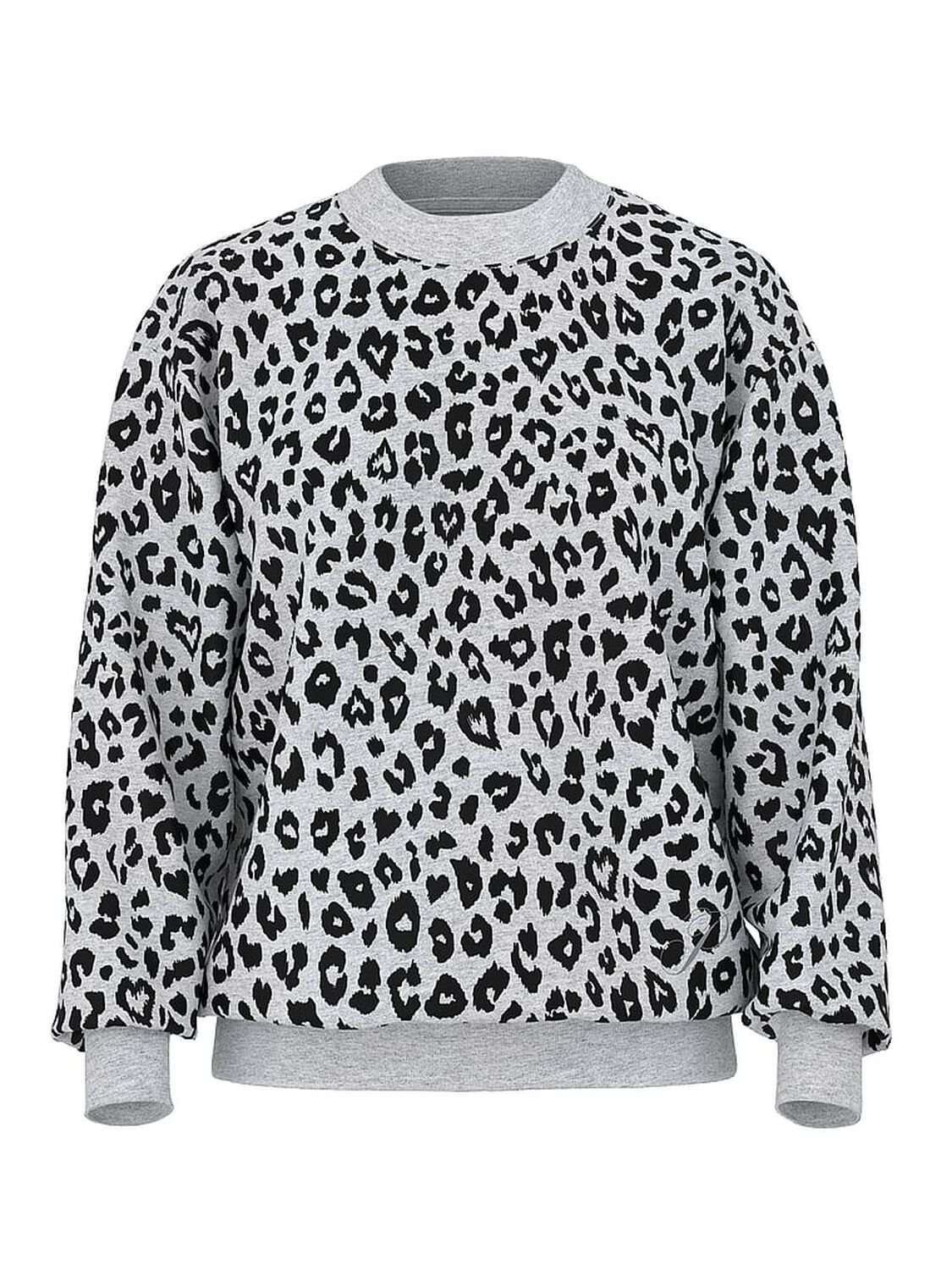 vs Pink Campus Knit Sweater Medium Heather Grey Leopard 3 of 4 