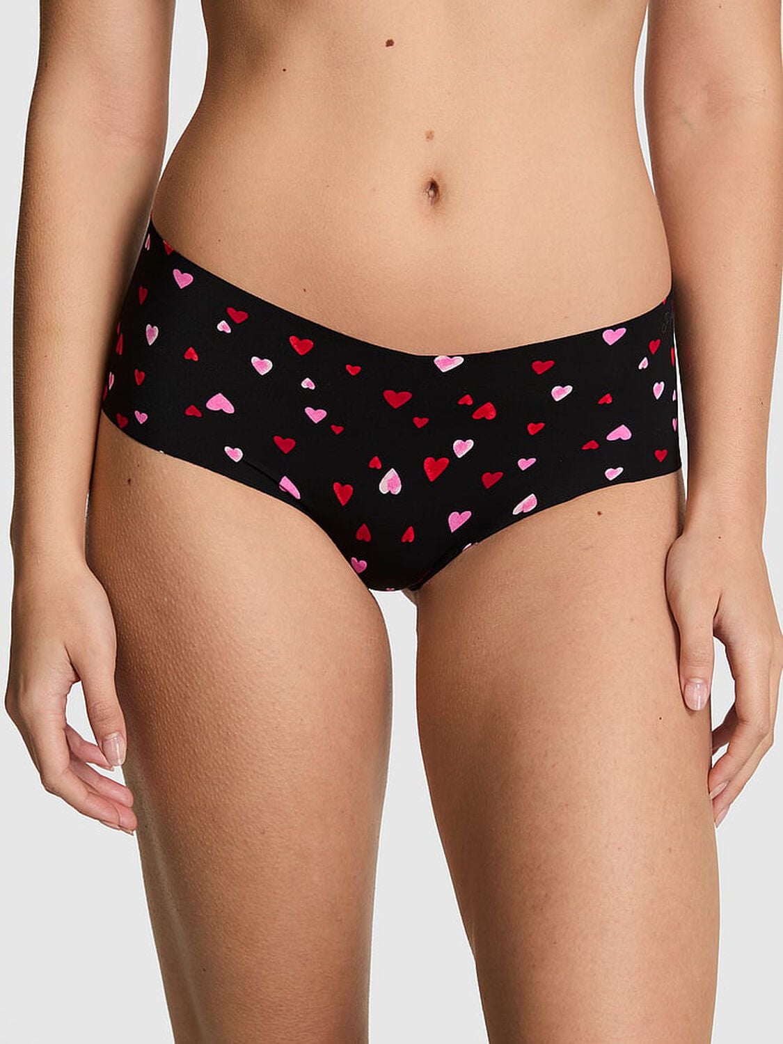 vs Pink No-Show Cheeky Panty Black Heart 1 of 3 
