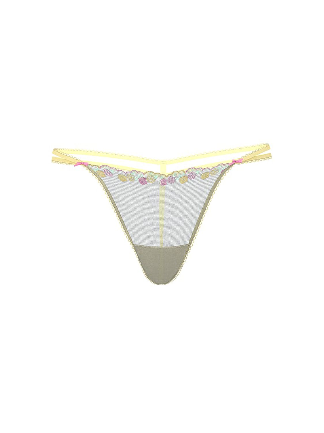 vs Pink Wink Strappy V- String Thong Panty White And Mellow Yellow 3 of 3