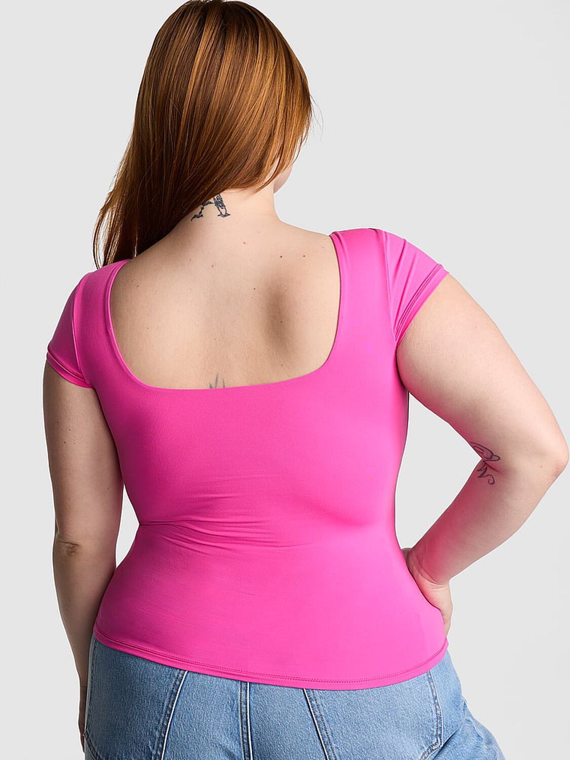 vs Pink Base Stretch Cap-Sleeve Tee Pink Gossip 2 of 3 