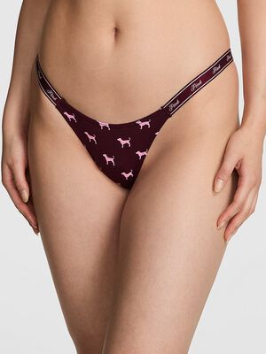 Logo Cotton High-Leg Micro Thong Panty