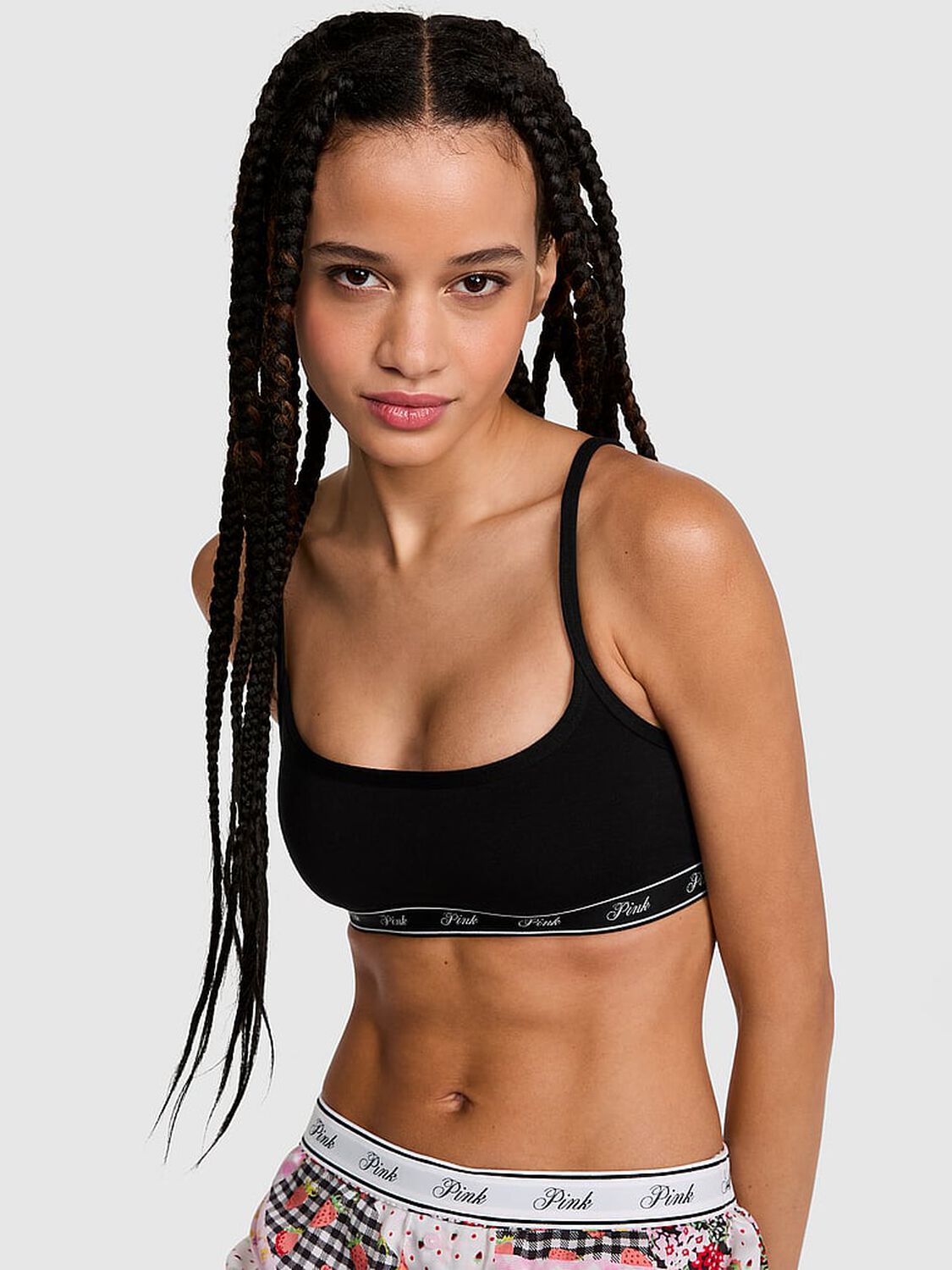 vs Pink Bralettes & Bra Tops Cotton Scoop Bralette Black 2 of 2 