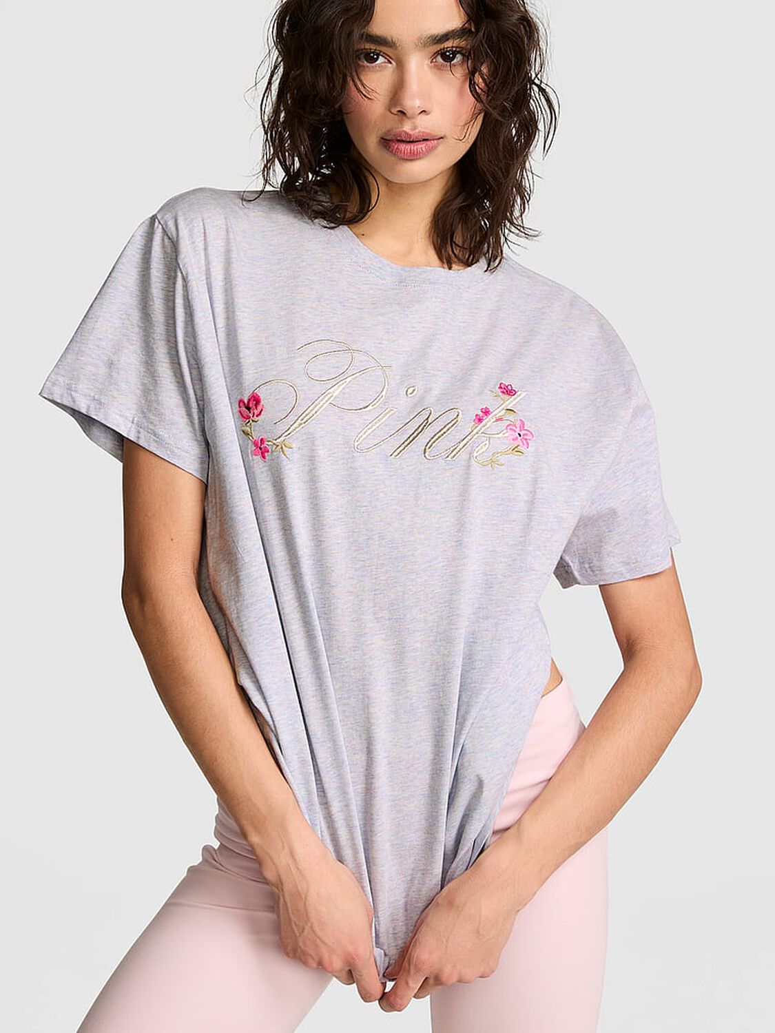 vs Pink Campus Cotton&trade; Tee Heather Cloud Rainbow 1 of 3 