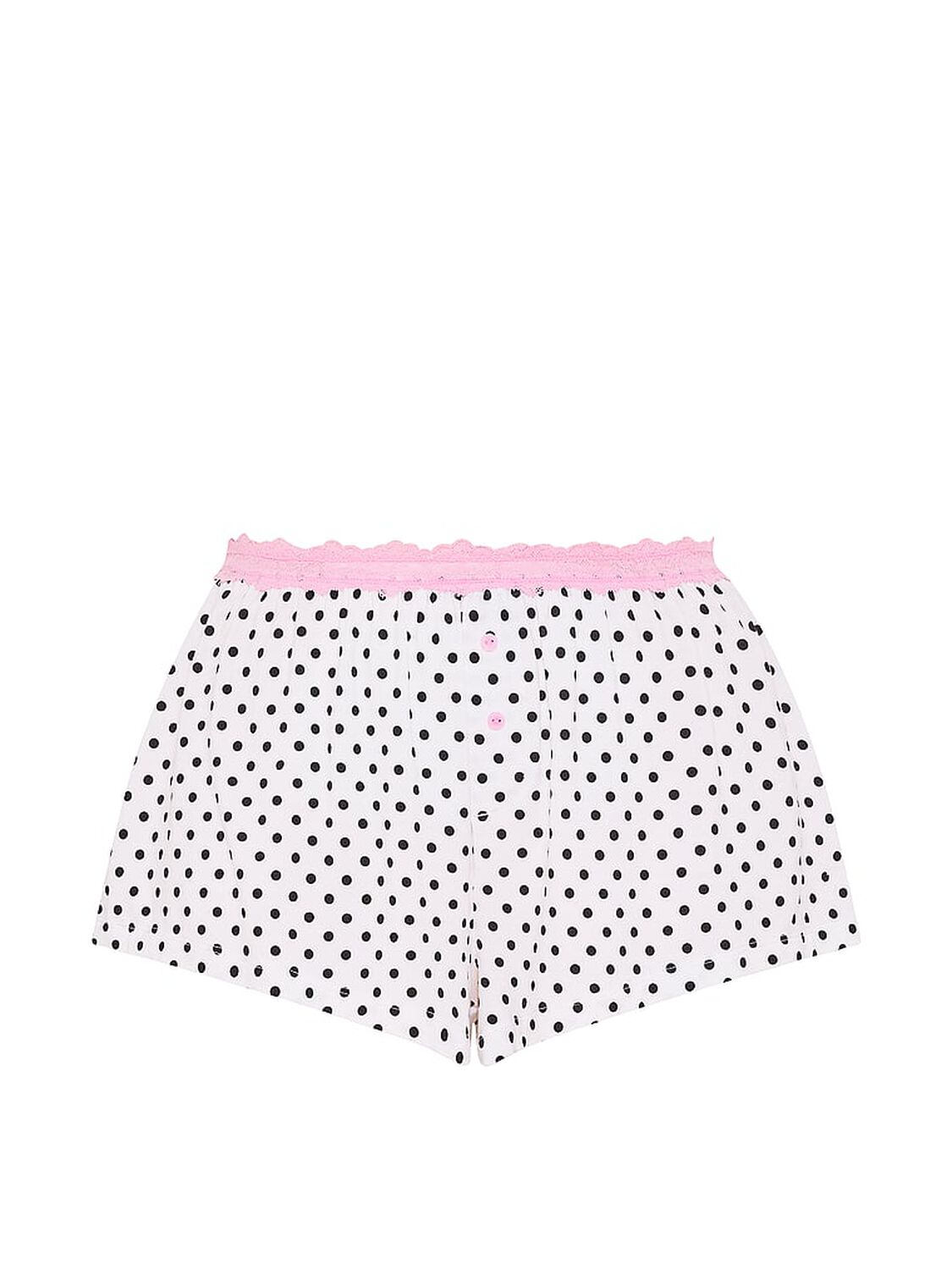 vs Pink Modal Lace-Trim Micro Shorts White With Black Dots 3 of 3 