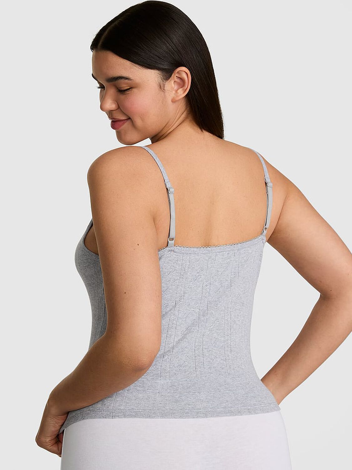 vs Pink Pointelle Sweetheart Cami Medium Heather Grey 2 of 3 