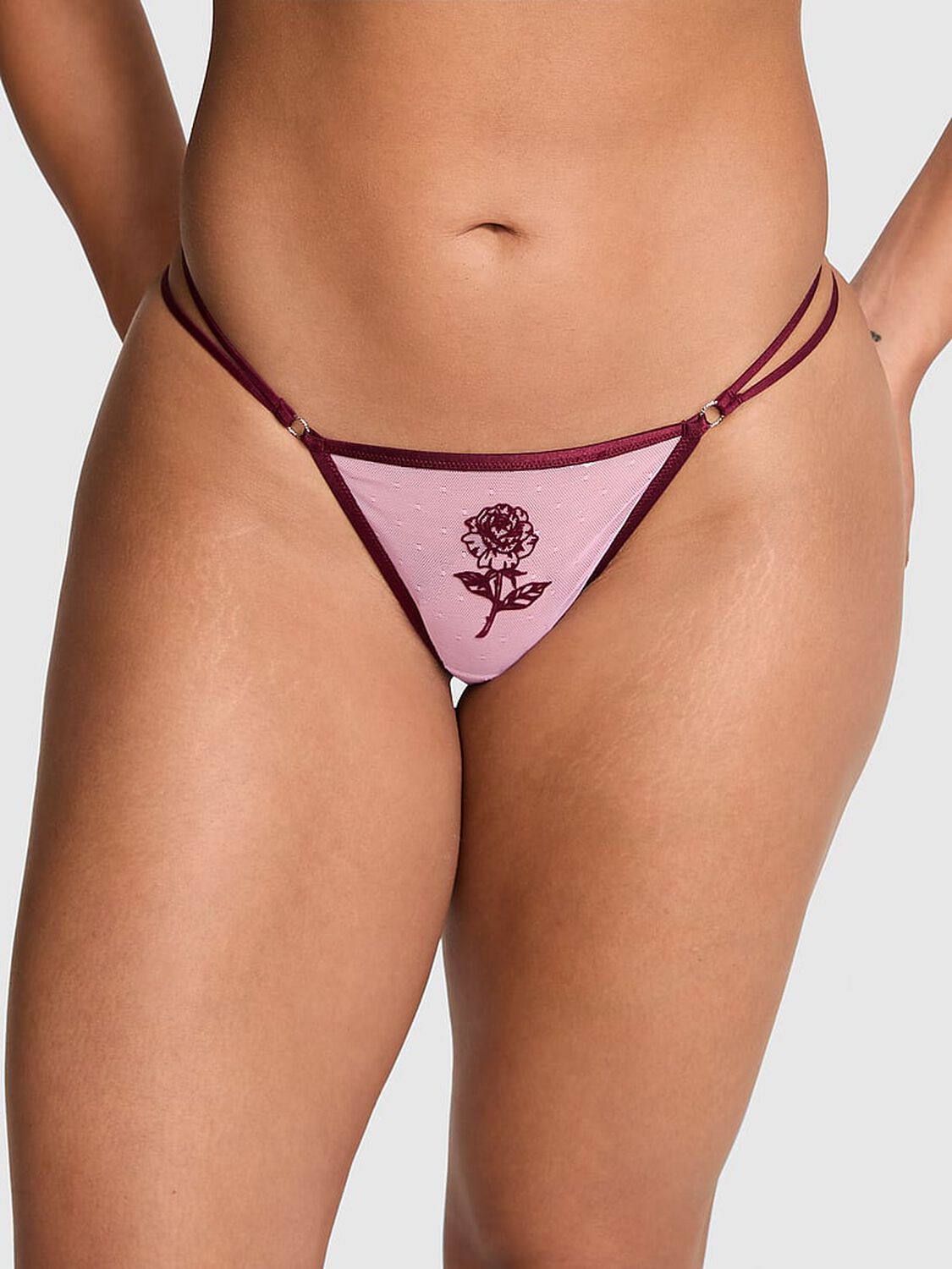 vs Pink Wink Wild Rose V-String Panty Pink Lollipop 1 of 3 