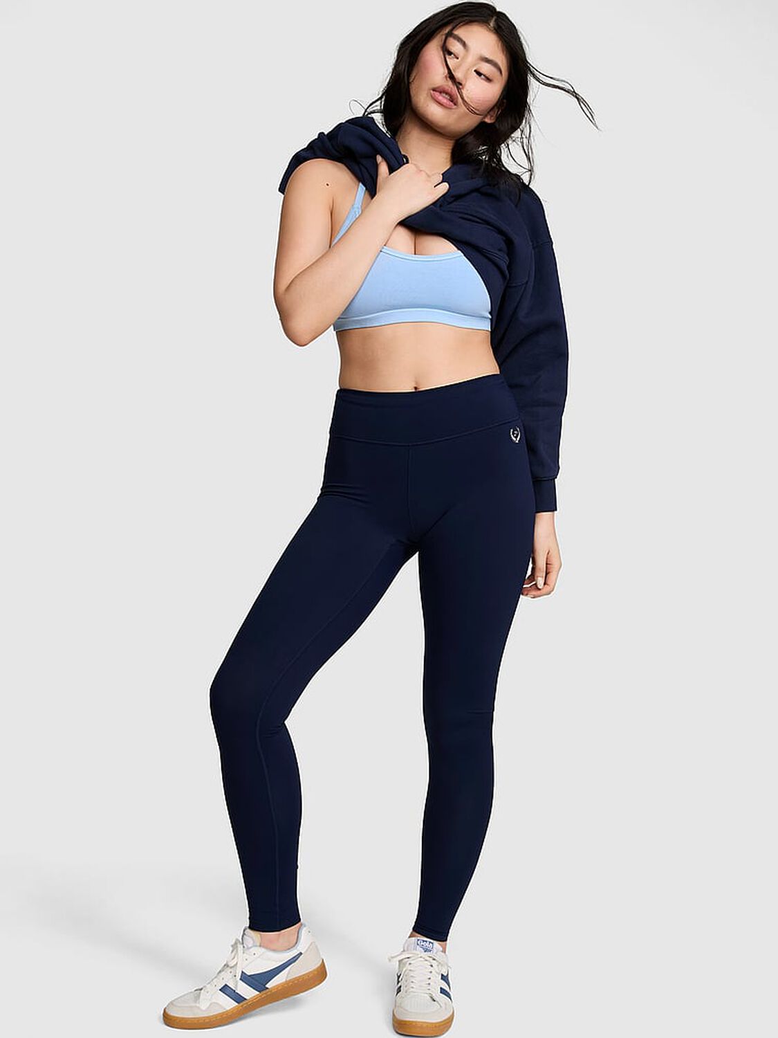 vs Pink PINK Relay&trade; Ruched Leggings Noir Navy 1 of 4 