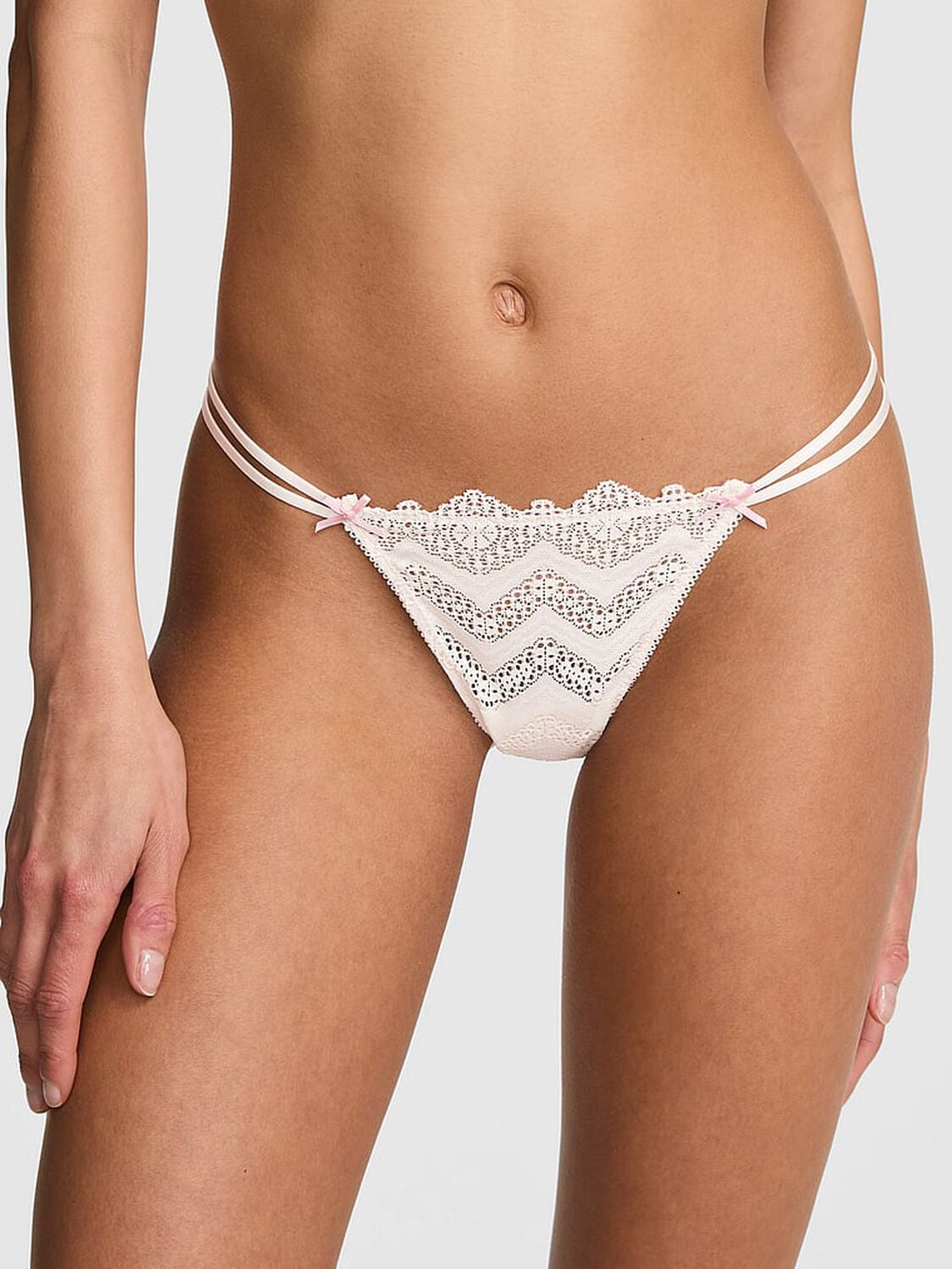vs Pink PINK Wink&trade; V-String Panty Coconut White 1 of 2 