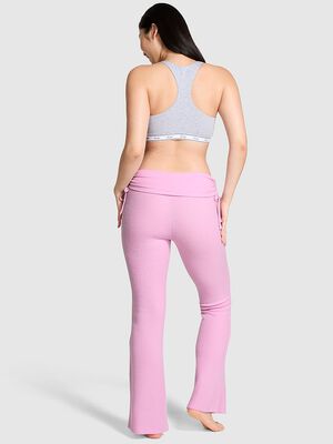 Waffle Knit Foldover Flare Pants