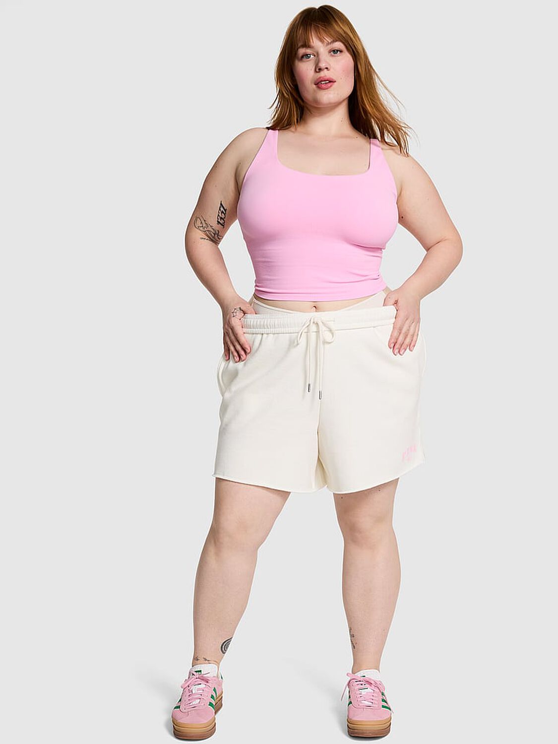 vs Pink Ivy Fleece Campus Shorts Winter White 1 of 3 