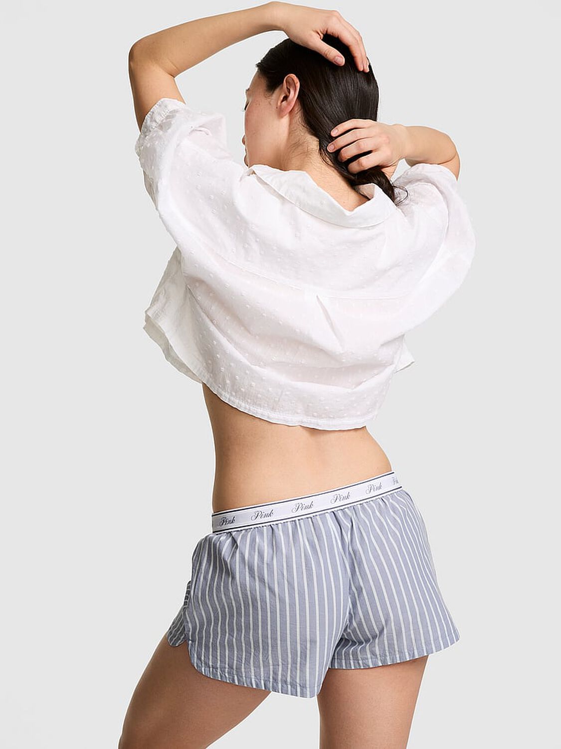 vs Pink Boxy Cotton Pajama Shorts Dusty Iris Stripes 2 of 3 