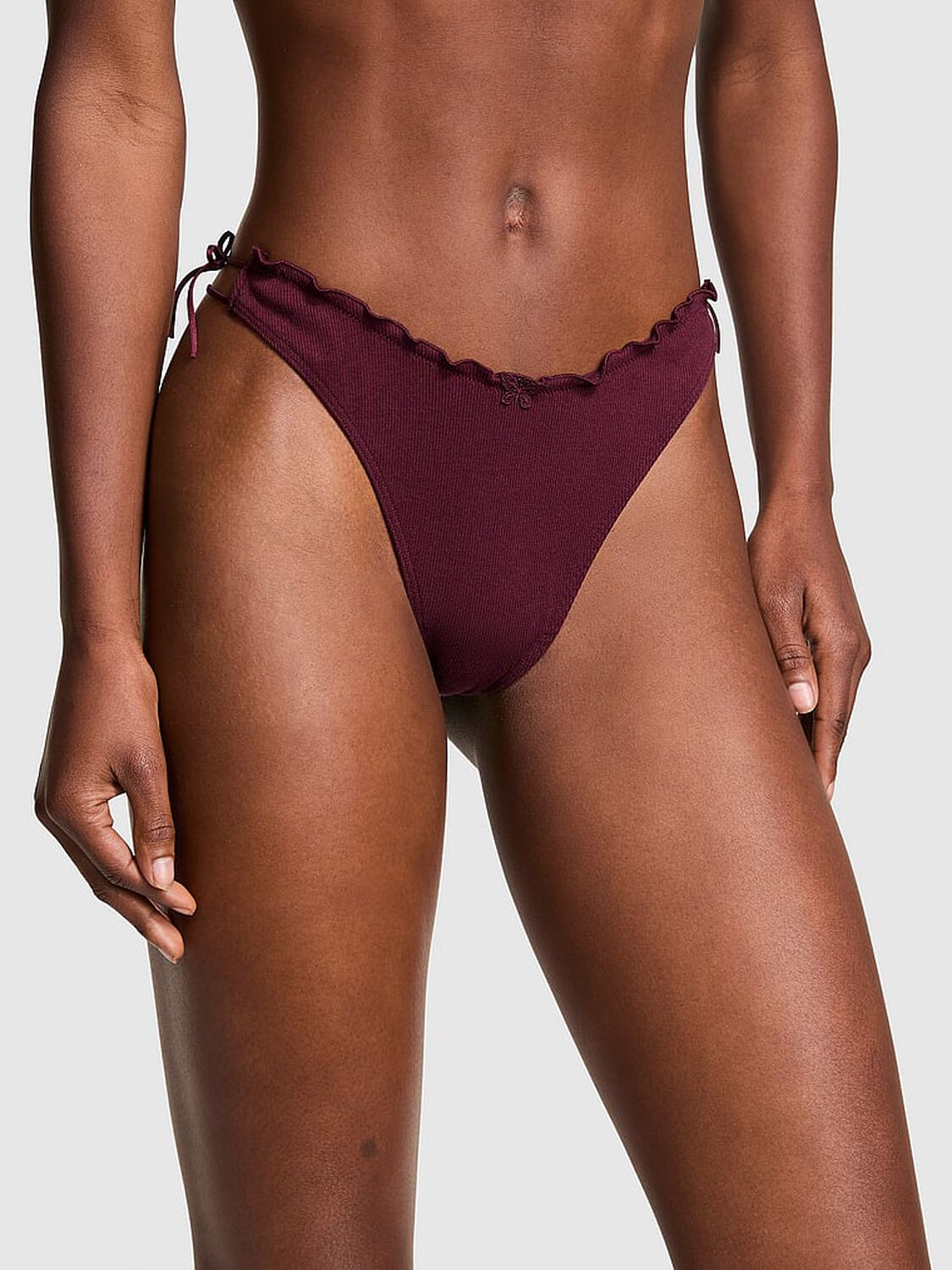 vs Pink Cotton Side-Tie Thong Panty 1 of 3 