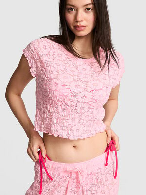Floral Crochet Cover-Up Tee