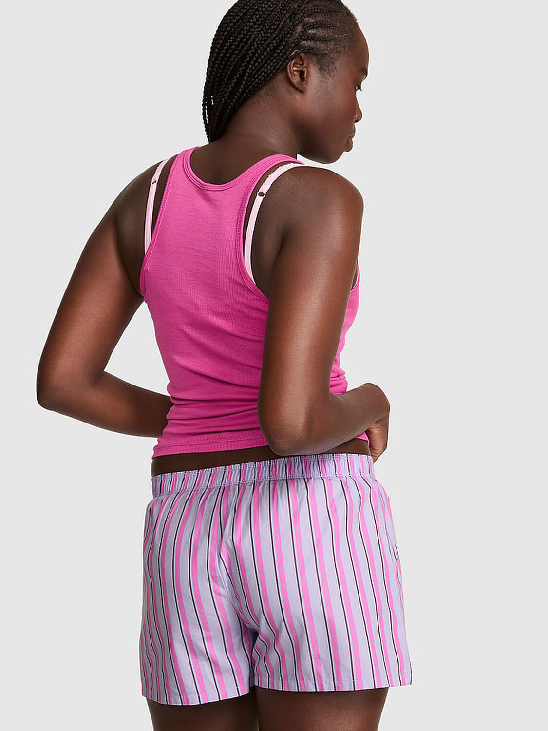 vs Pink Cotton Boxy Pajama Shorts Sweet Lavendar Stripes 2 of 3 