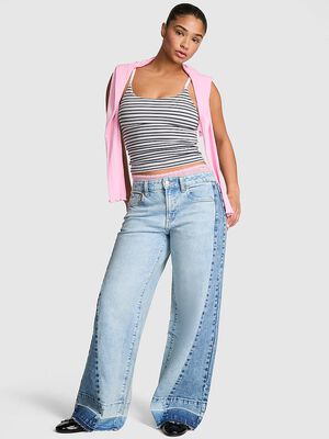 Denim by PINK Mid-Rise Baggy Wide-Leg Jeans