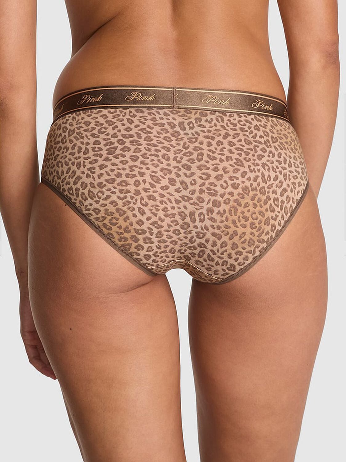 vs Pink Logo Cotton Hiphugger Panty Birch Brown Leopard Print 2 of 3 