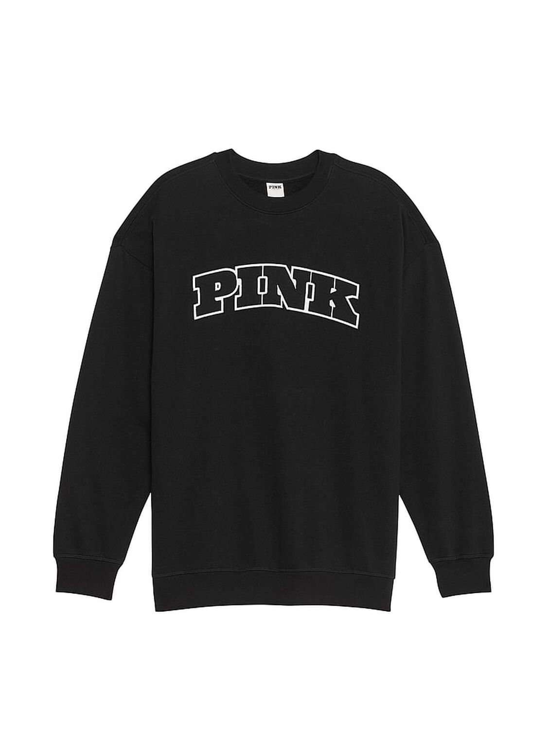vs Pink Ivy Fleece Oversized Crew Sweatshirt Pure Black 2 of 3 