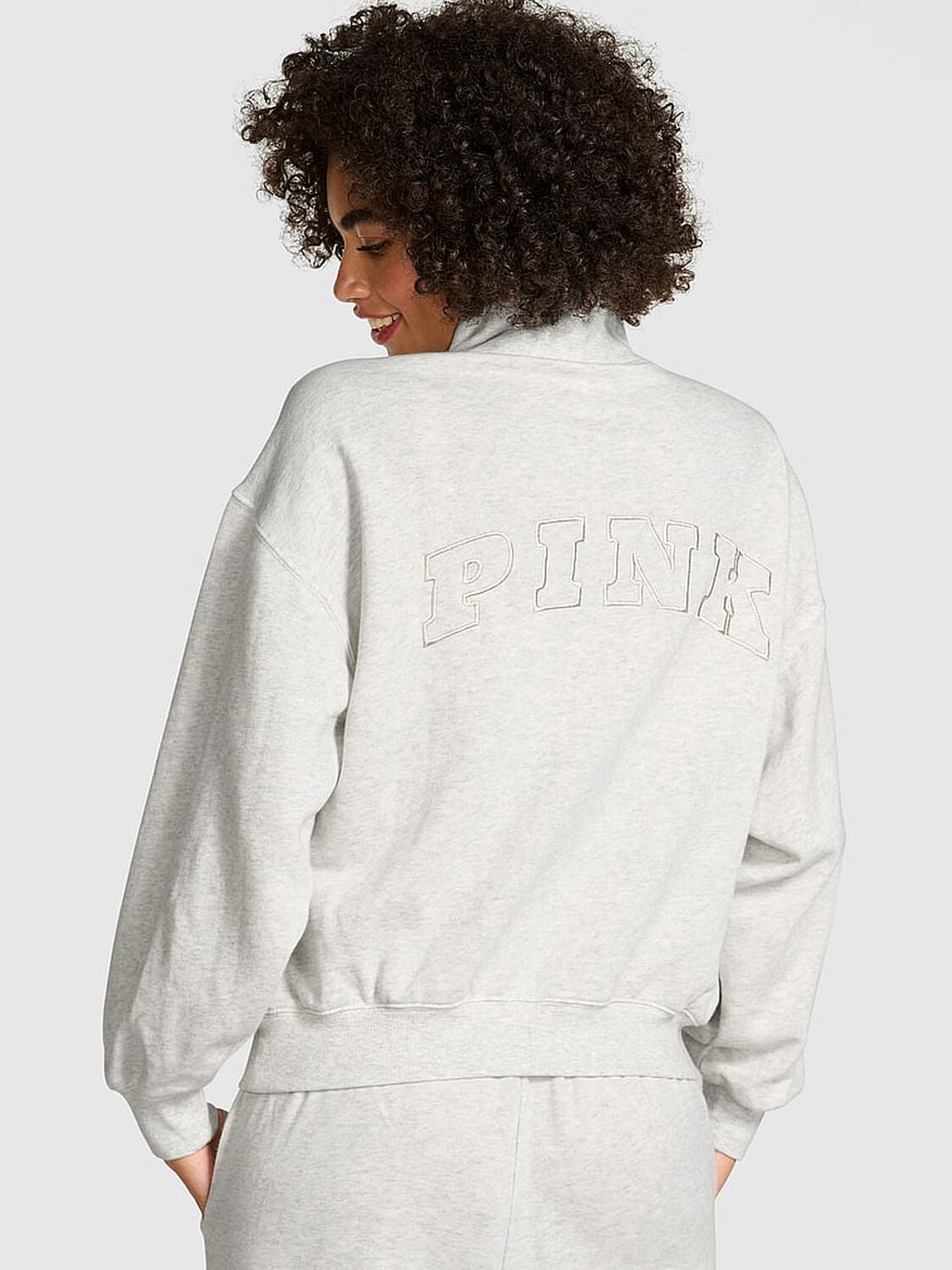 pink Pink Ivy Fleece Quarter-Zip Sweatshirt Vs Snow Heather Angelina 2 of 2 