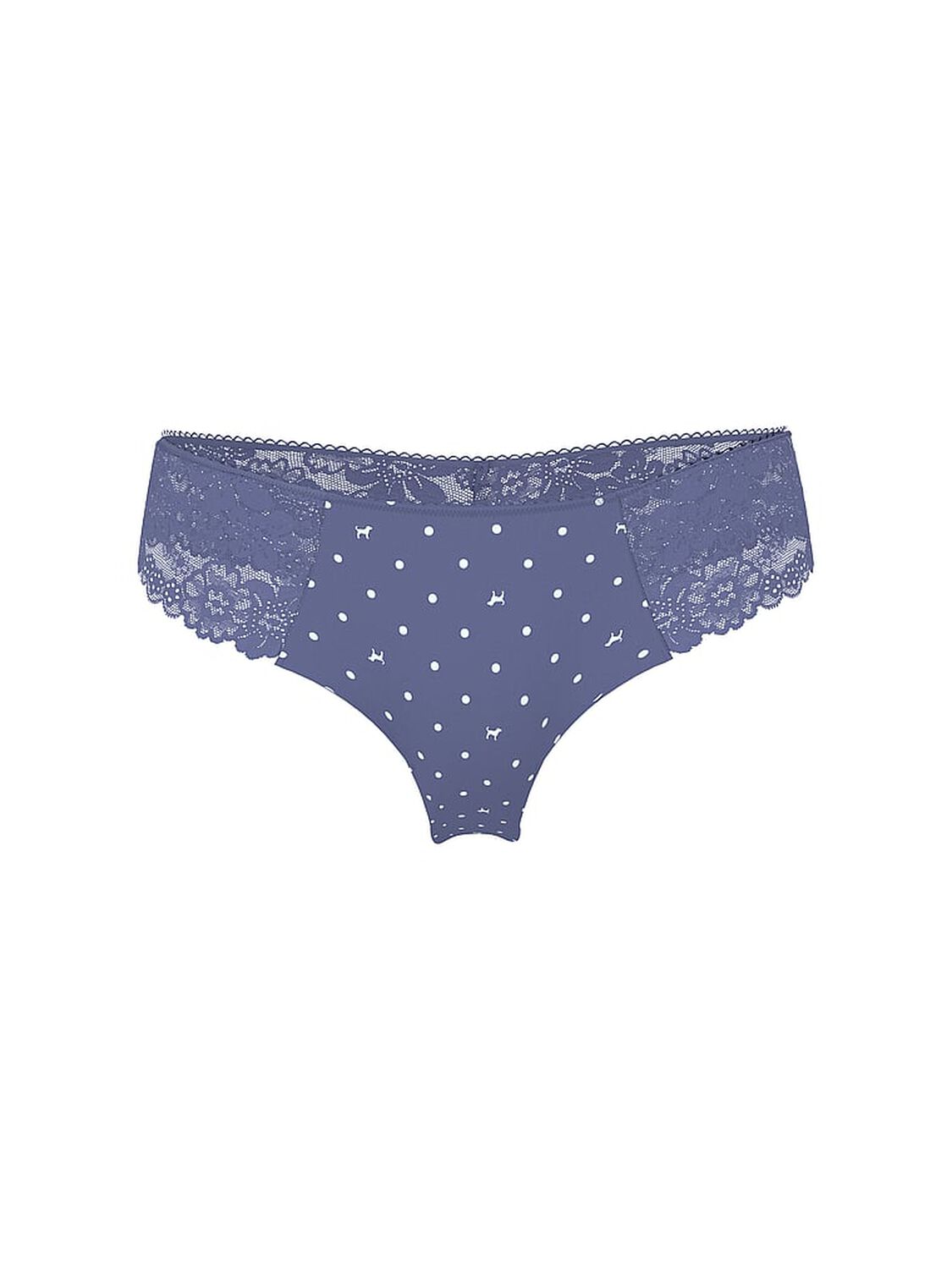 vs Pink No-Show Thong Panty Dusty Iris Dot Dog 3 of 3 
