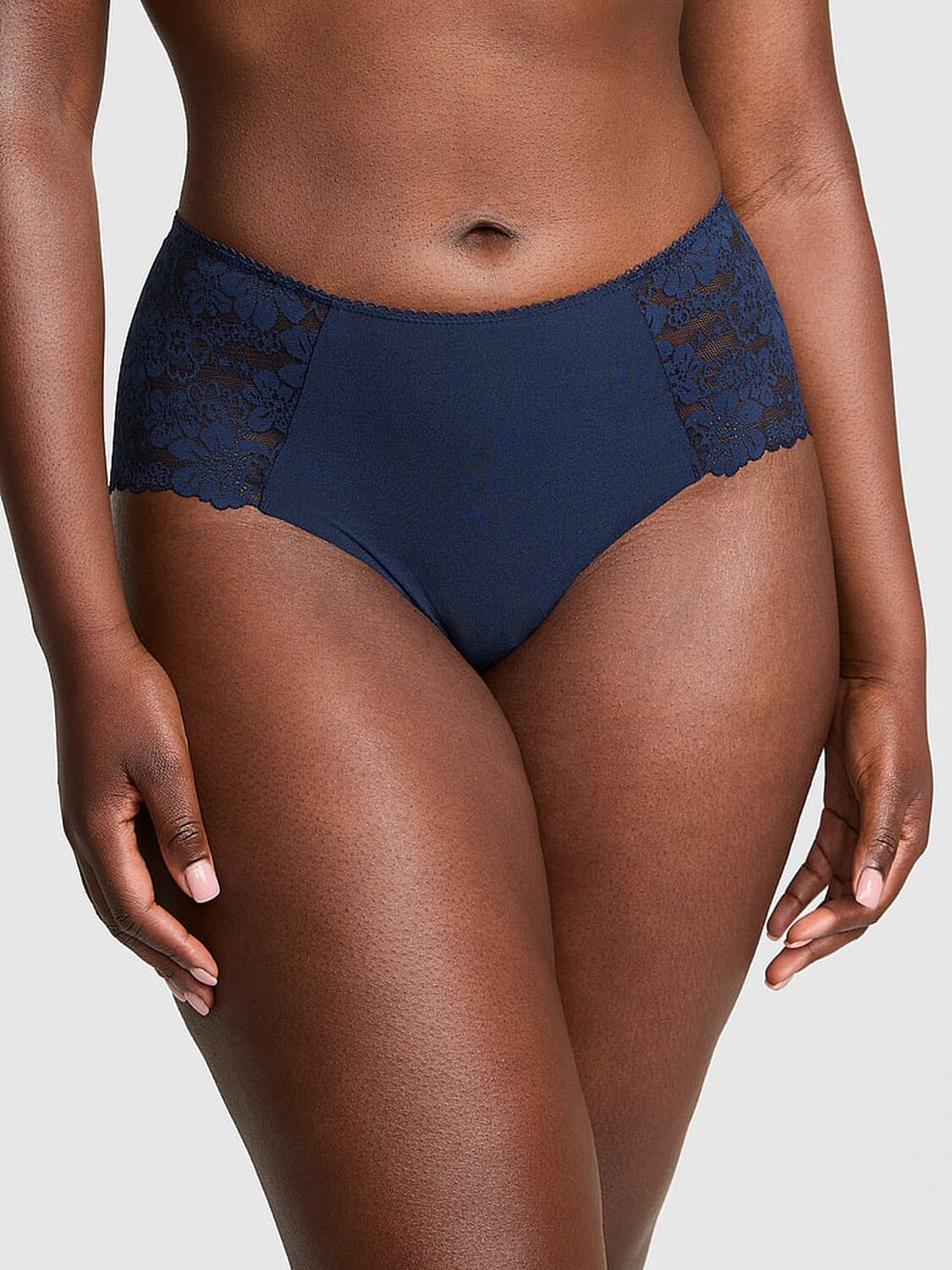 vs Pink No-Show Cheeky Panty Noir Navy 1 of 3 