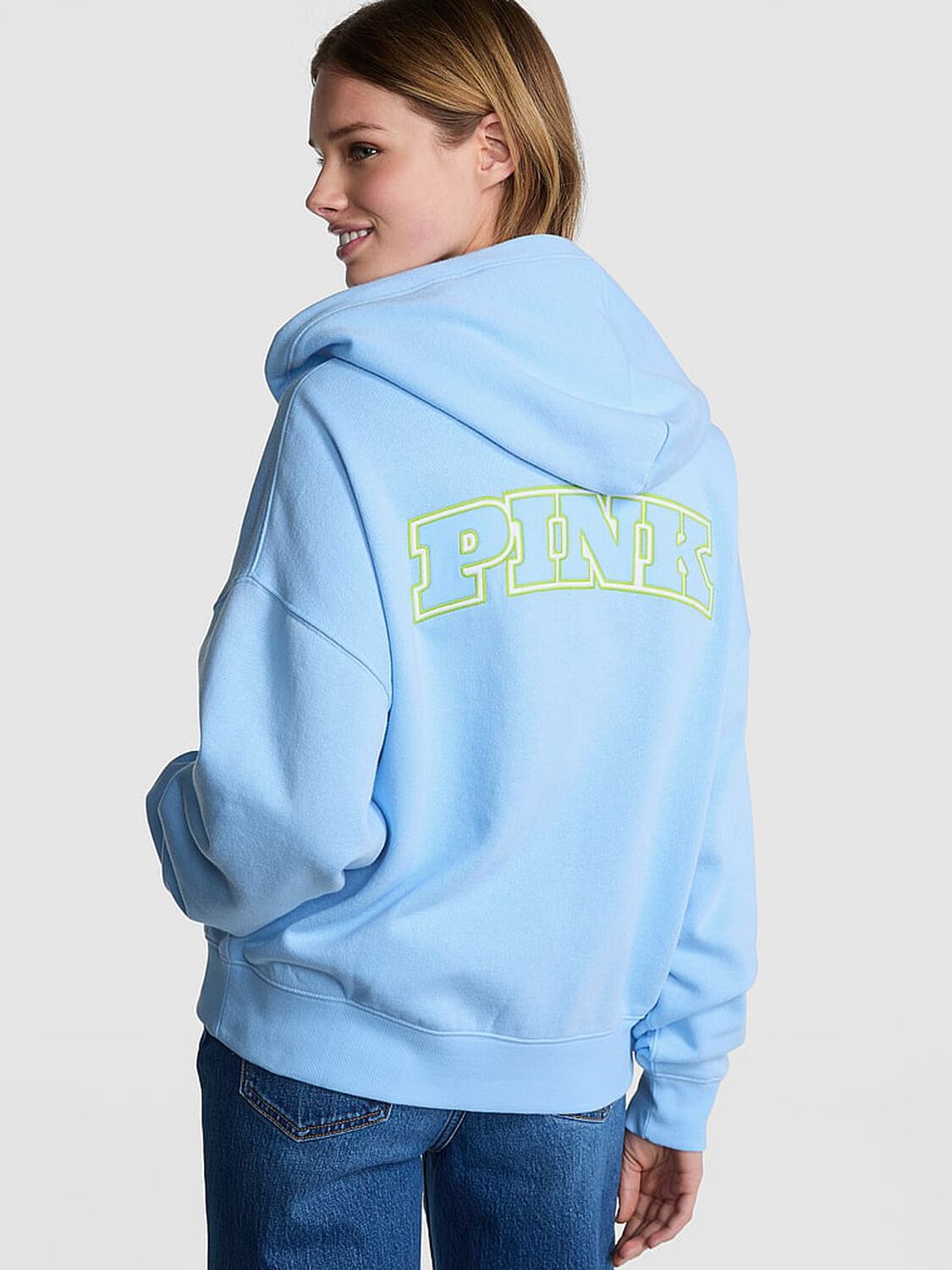 vs Pink Ivy Fleece Campus Full-Zip Hoodie Blue Dancer 2 of 5 