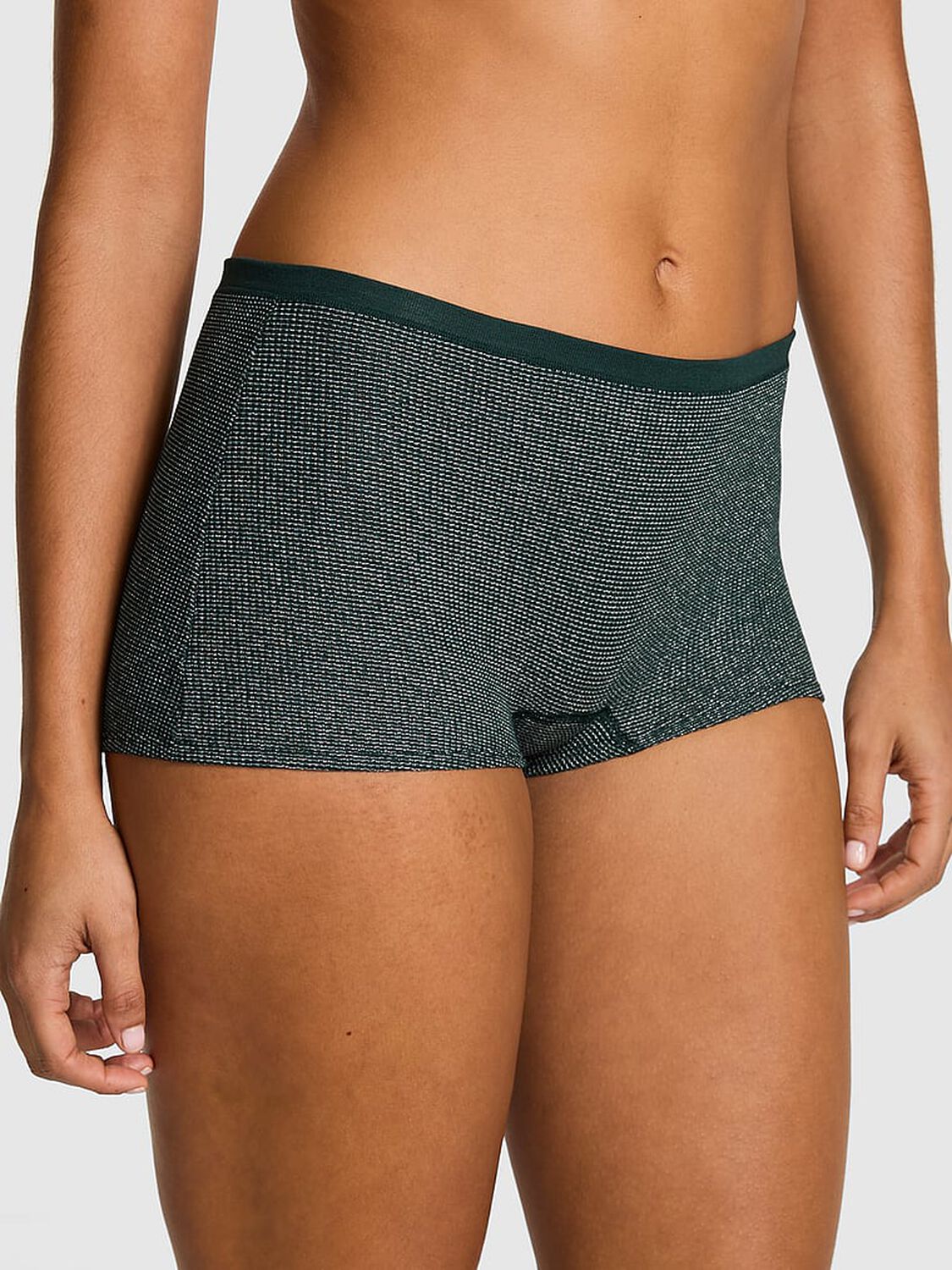 vs Pink Cotton Dorm Boyshort Panty Deep Forest 1 of 2 