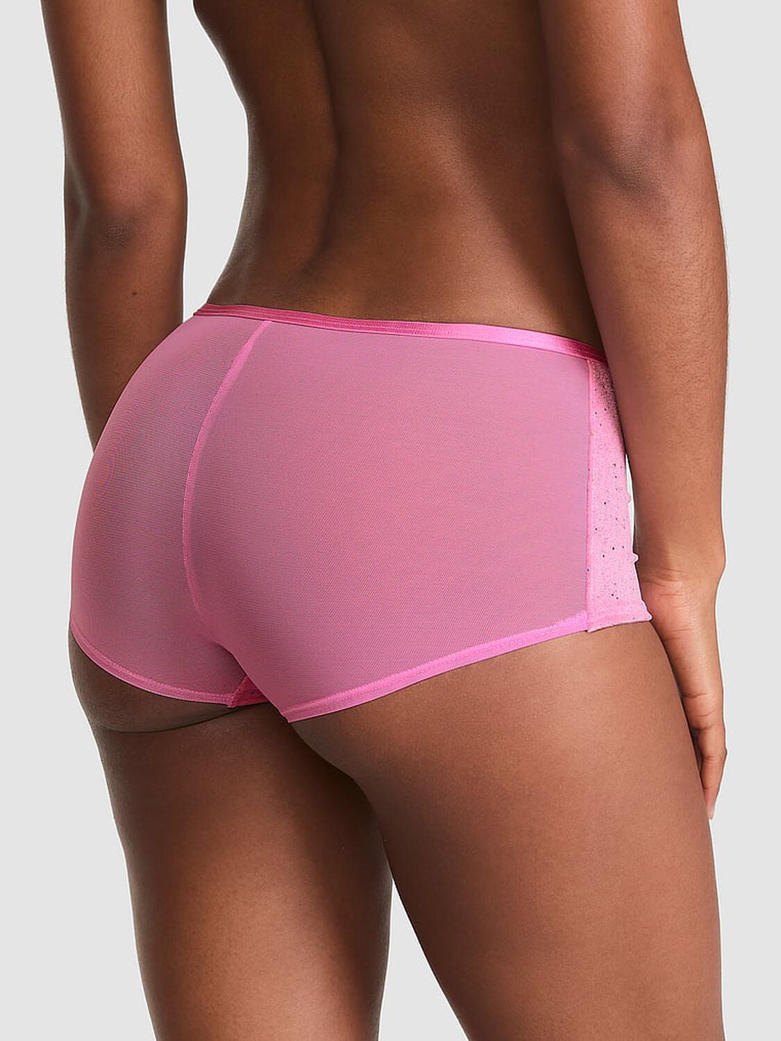 vs Pink Plush Touch Velour Boyshort Panty Moonstone Pink Confetti Velour 2 of 4 