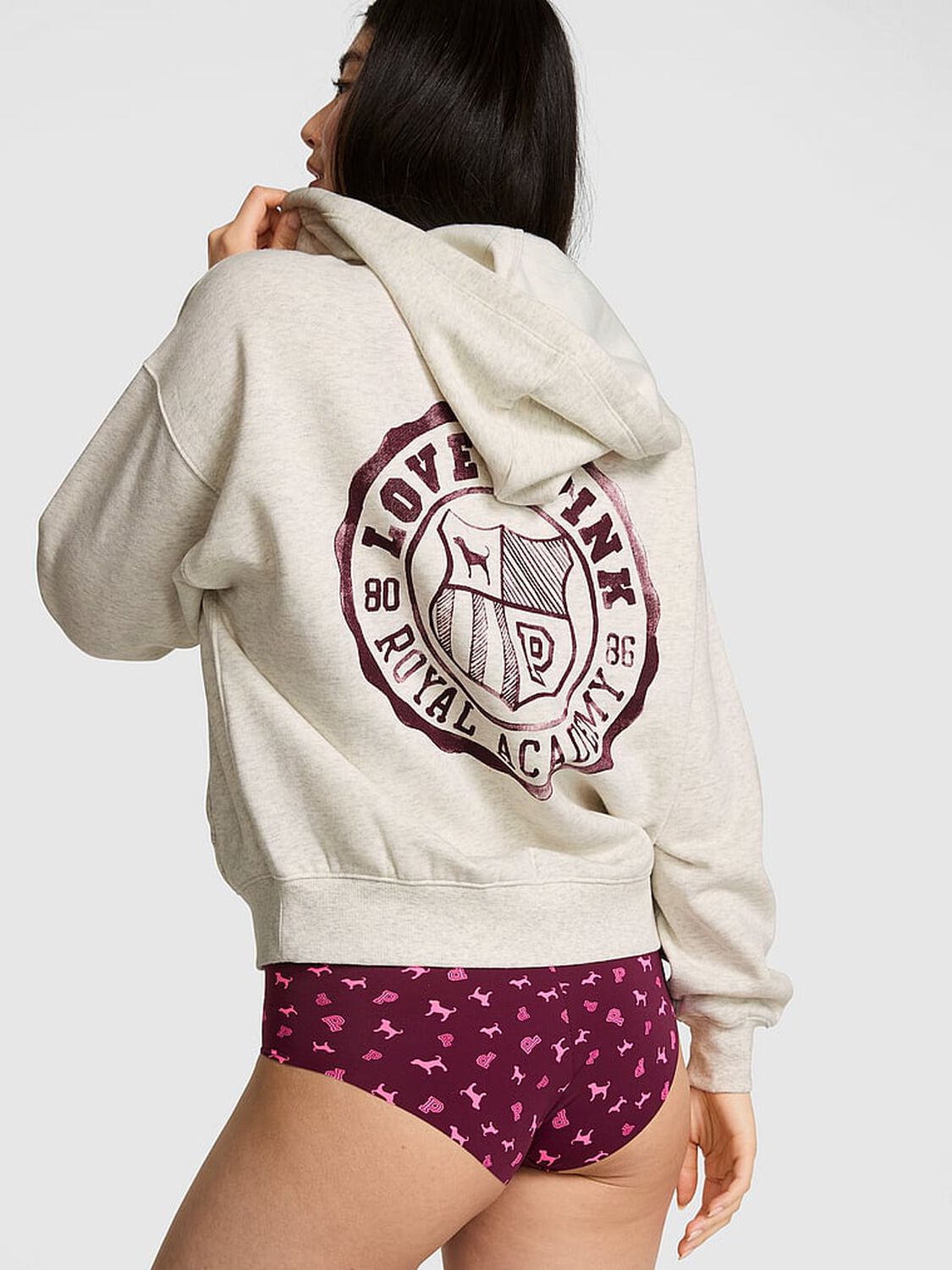 vs Pink Campus Fleece&trade; Full-Zip Hoodie Snow Heather 2 of 4 