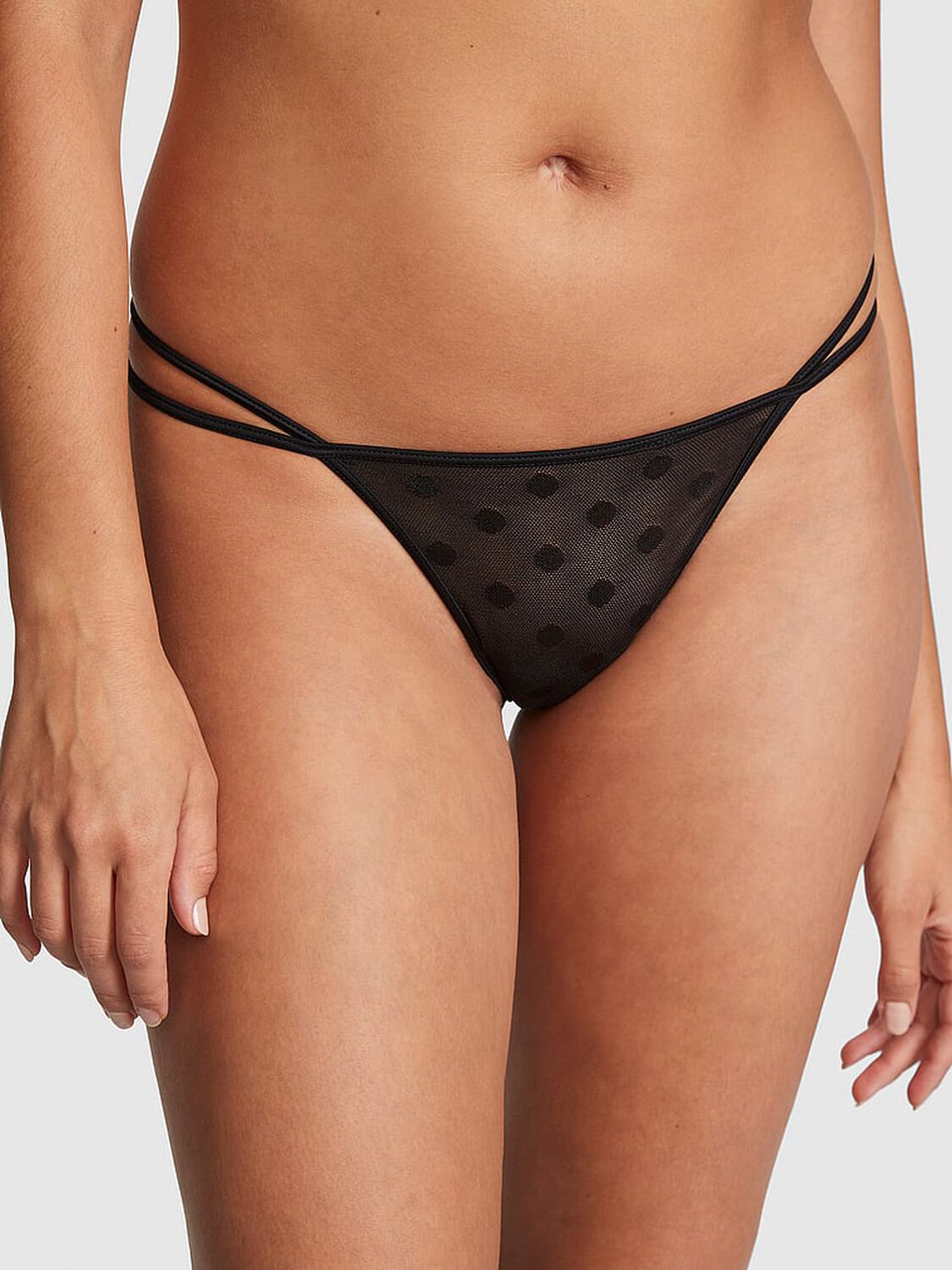 vs Pink Dot Mesh Thong Panty 1 of 4 