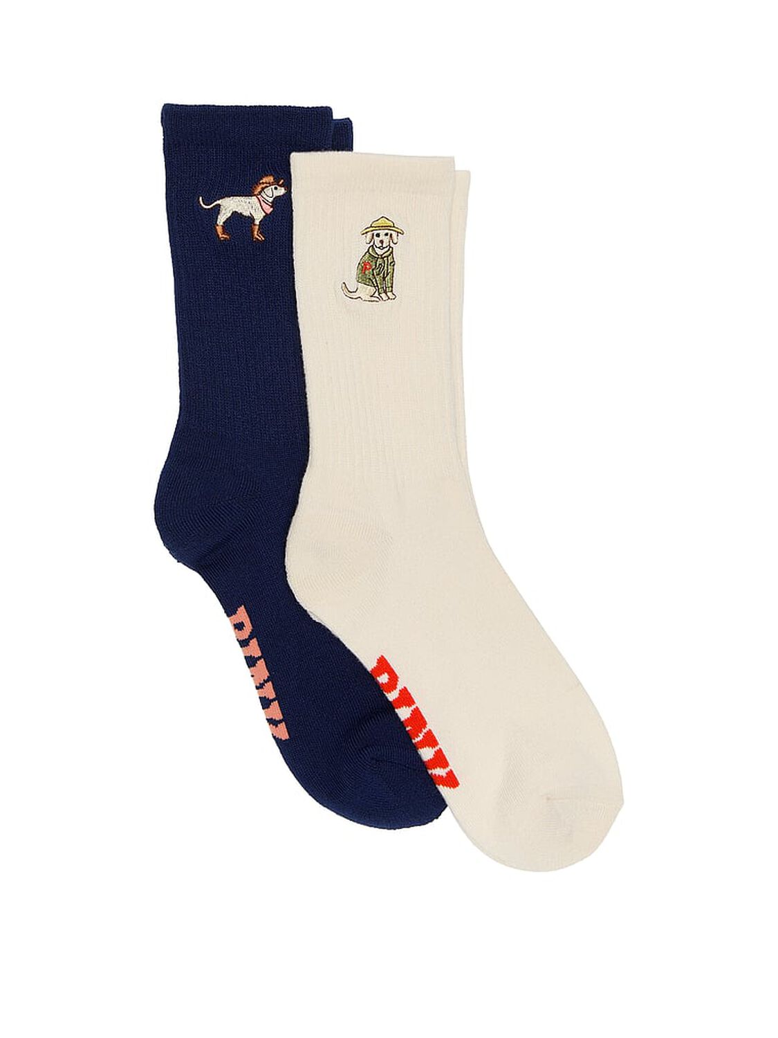 vs Pink 2-Pack Crew Socks Midnight Navy/White Shell Dog Pack 1 of 2 