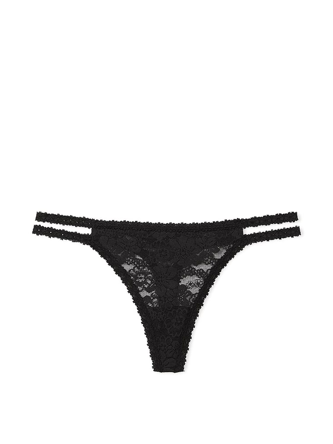 vs Pink Wink Strappy Thong Panty Pure Black 3 of 4 
