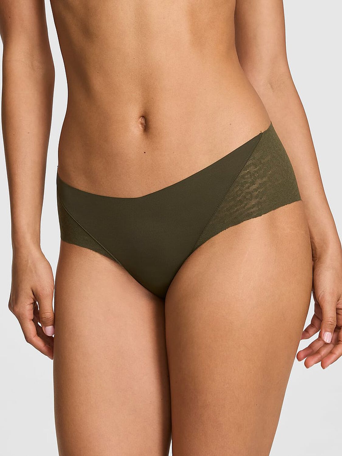 vs Pink No-Show Hiphugger Panty Olive 1 of 3 