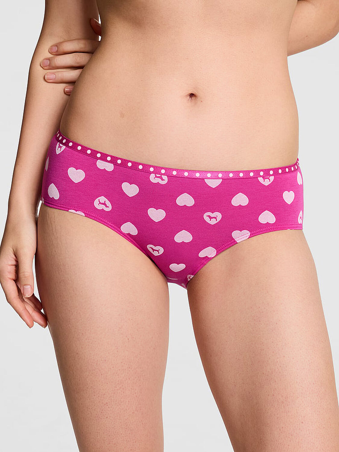 vs Pink Logo Hiphugger Panty Pink Fire Heart Dog 1 of 2 