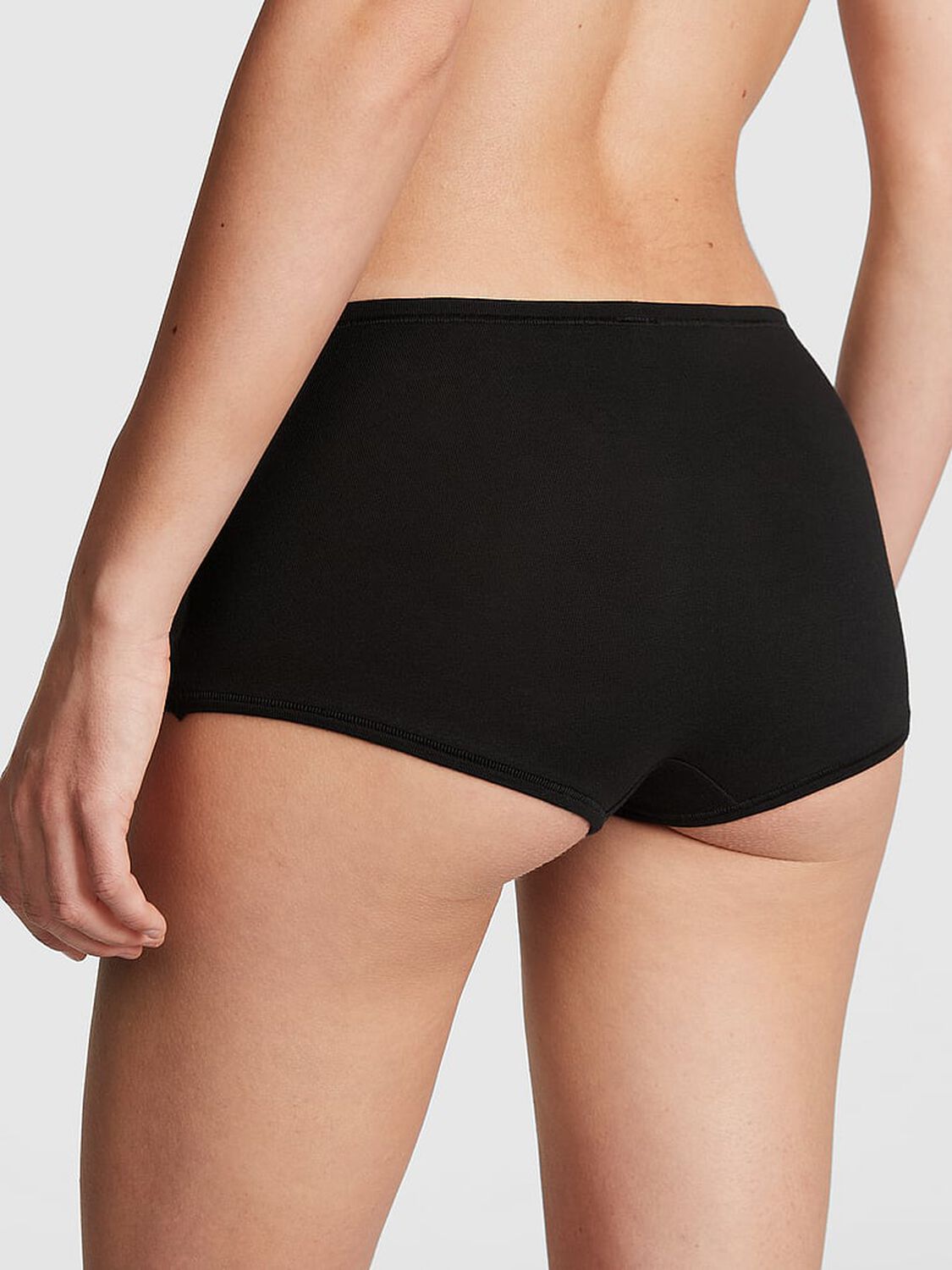 vs Pink Cotton Boyshort Panty Pure Black 2 of 3 