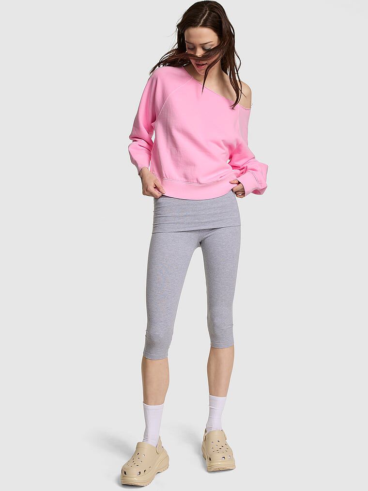 Ivy Fleece Off-The-Shoulder Sweatshirt Pink Lollipop | Victoria's