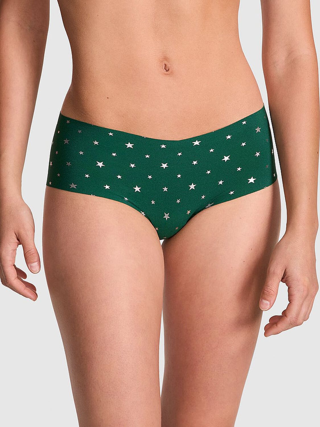 vs Pink No-Show Cheeky Panty Jaguar Green Star Foil Print 1 of 3 