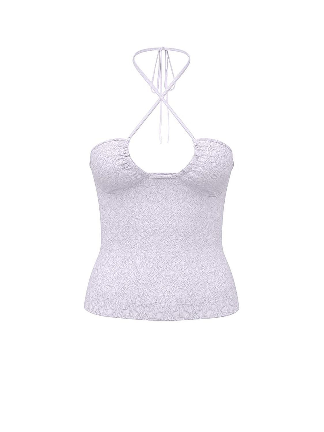 vs Pink Floral Jacquard Keyhole Halter Top Purple Whisper 3 of 3 